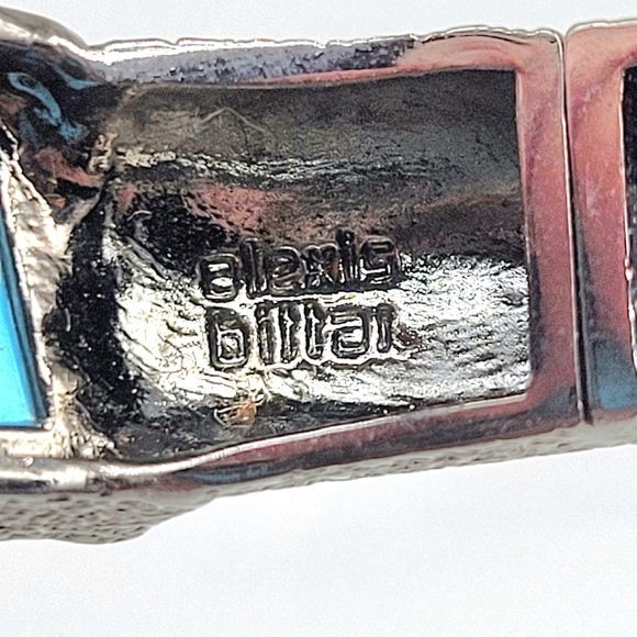 Alexis Bittar Turquoise Glass and Swarovski Crystal Mixed Metal Ormolu Cuff - Picture 12 of 13